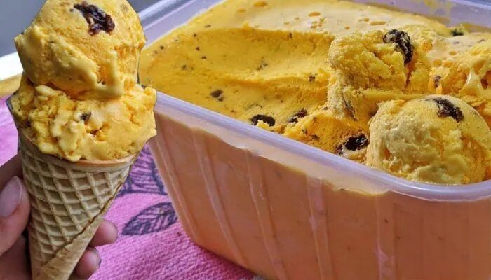 Sorvete Caseiro de Creme com um toque de passas